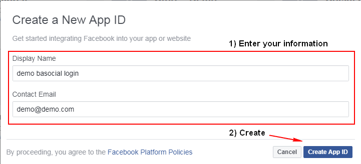 Create App ID